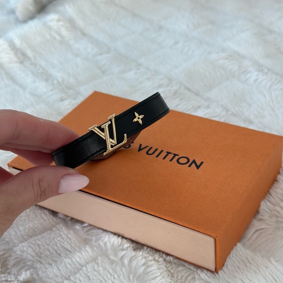 LOUIS VUITTON ICONIC bracelet size 17 black leather - Picture 8 of 15